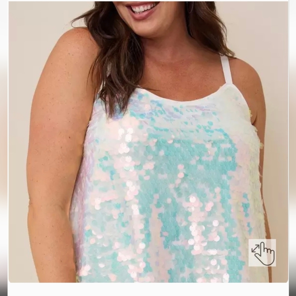 NWT Torrid White Iridescent Sequin Party Dress Size 00/M - Picture 3 of 9